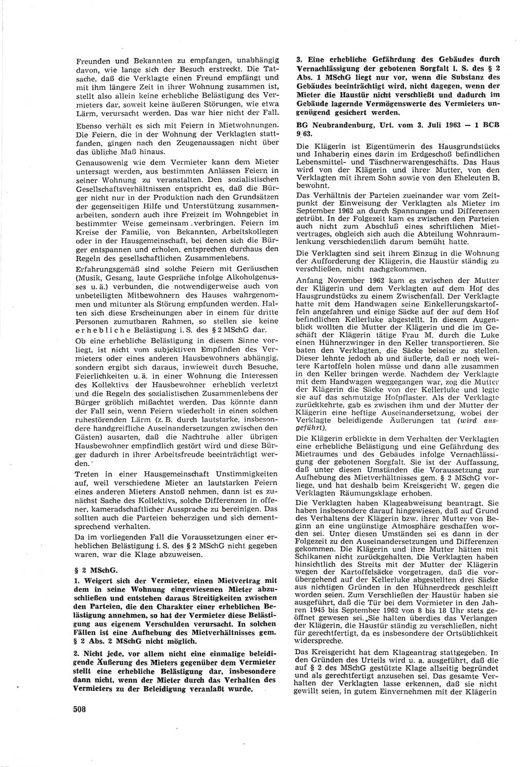 Neue Justiz (NJ), Zeitschrift für Recht und Rechtswissenschaft [Deutsche Demokratische Republik (DDR)], 18. Jahrgang 1964, Seite 508 (NJ DDR 1964, S. 508)