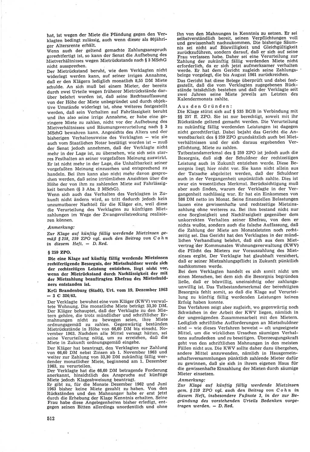 Neue Justiz (NJ), Zeitschrift für Recht und Rechtswissenschaft [Deutsche Demokratische Republik (DDR)], 18. Jahrgang 1964, Seite 512 (NJ DDR 1964, S. 512)