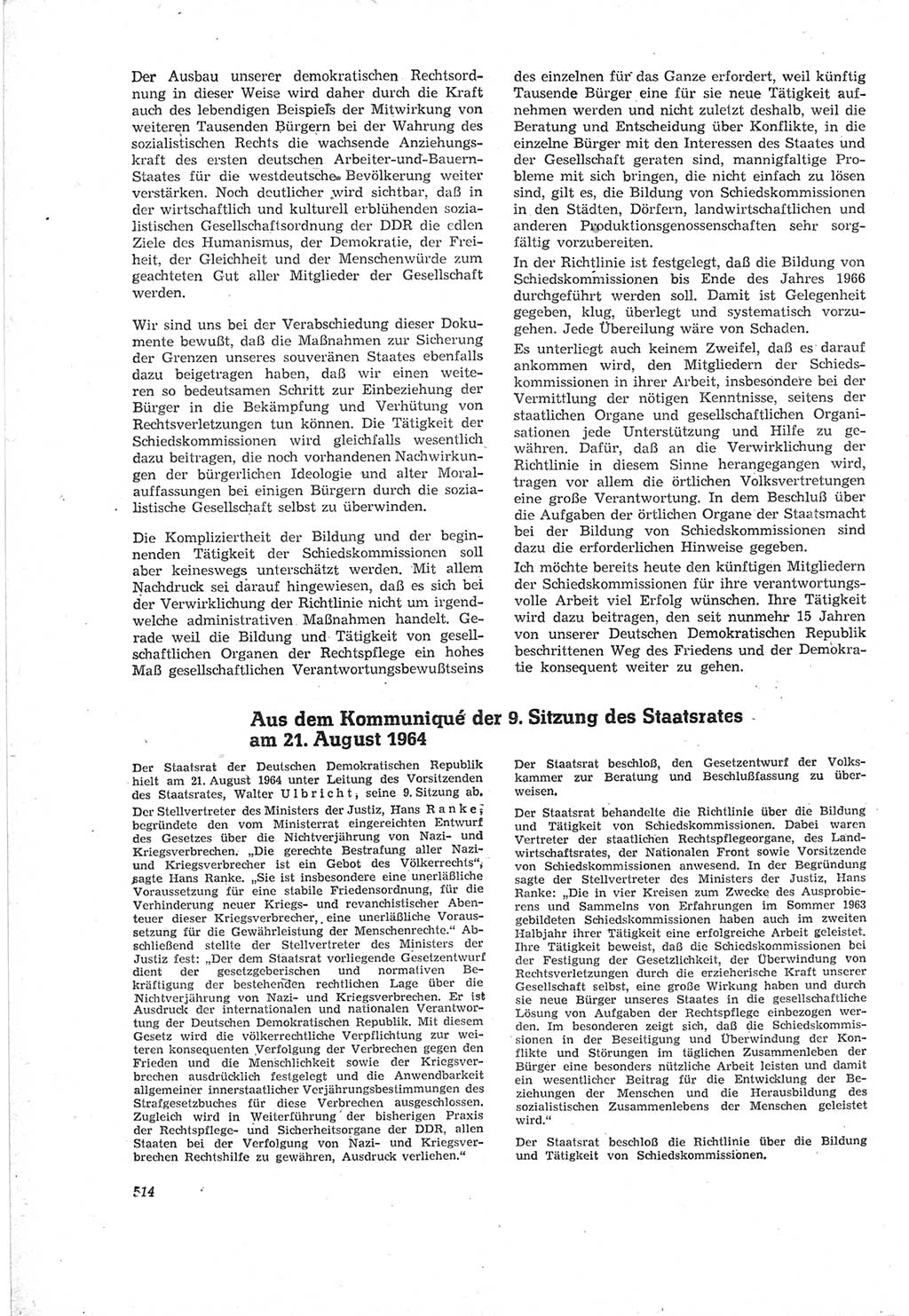 Neue Justiz (NJ), Zeitschrift für Recht und Rechtswissenschaft [Deutsche Demokratische Republik (DDR)], 18. Jahrgang 1964, Seite 514 (NJ DDR 1964, S. 514)