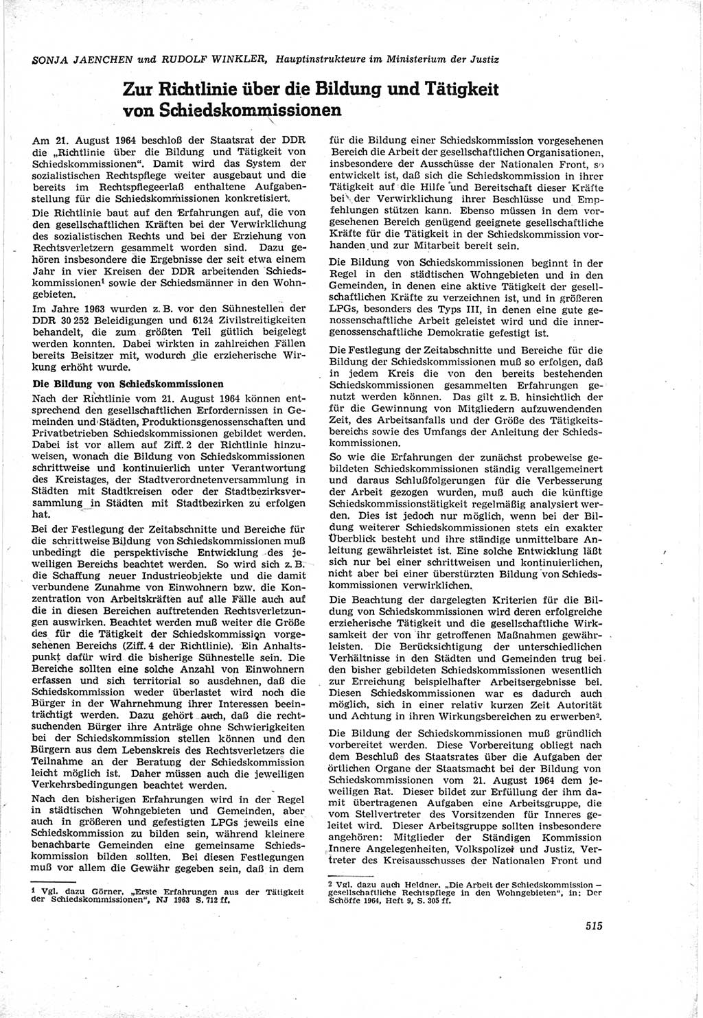 Neue Justiz (NJ), Zeitschrift für Recht und Rechtswissenschaft [Deutsche Demokratische Republik (DDR)], 18. Jahrgang 1964, Seite 515 (NJ DDR 1964, S. 515)