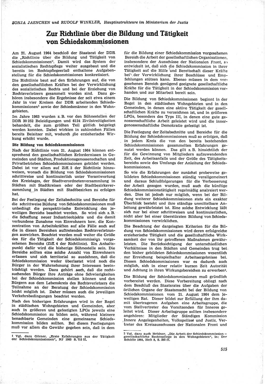 Neue Justiz (NJ), Zeitschrift für Recht und Rechtswissenschaft [Deutsche Demokratische Republik (DDR)], 18. Jahrgang 1964, Seite 515 (NJ DDR 1964, S. 515)