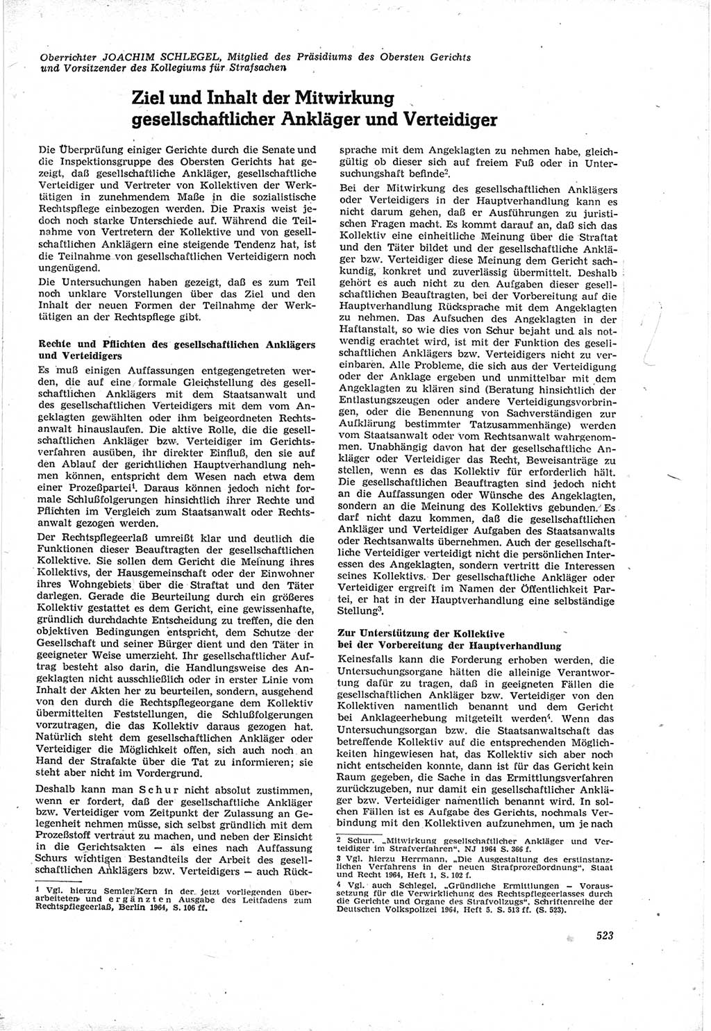 Neue Justiz (NJ), Zeitschrift für Recht und Rechtswissenschaft [Deutsche Demokratische Republik (DDR)], 18. Jahrgang 1964, Seite 523 (NJ DDR 1964, S. 523)