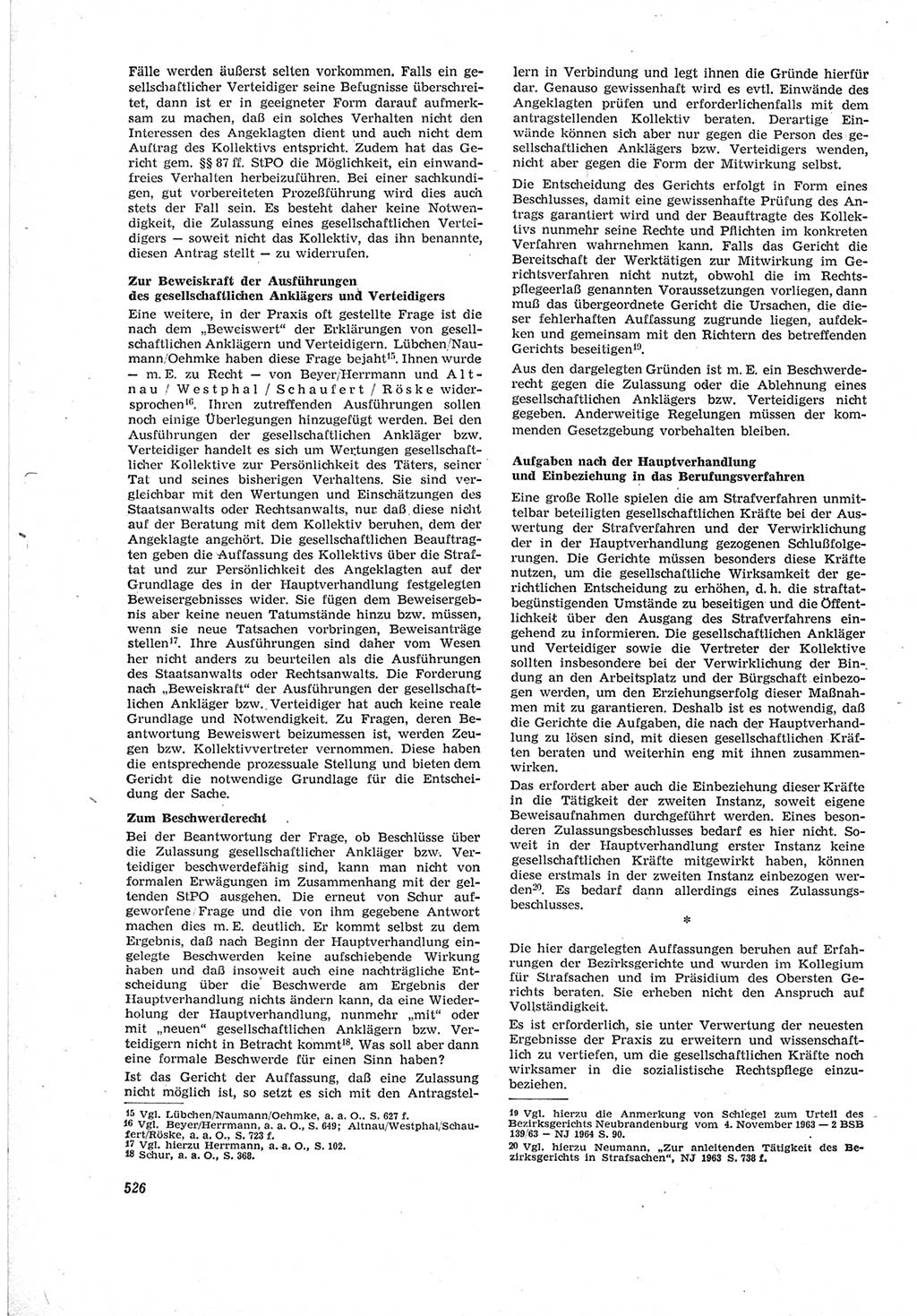 Neue Justiz (NJ), Zeitschrift für Recht und Rechtswissenschaft [Deutsche Demokratische Republik (DDR)], 18. Jahrgang 1964, Seite 526 (NJ DDR 1964, S. 526)