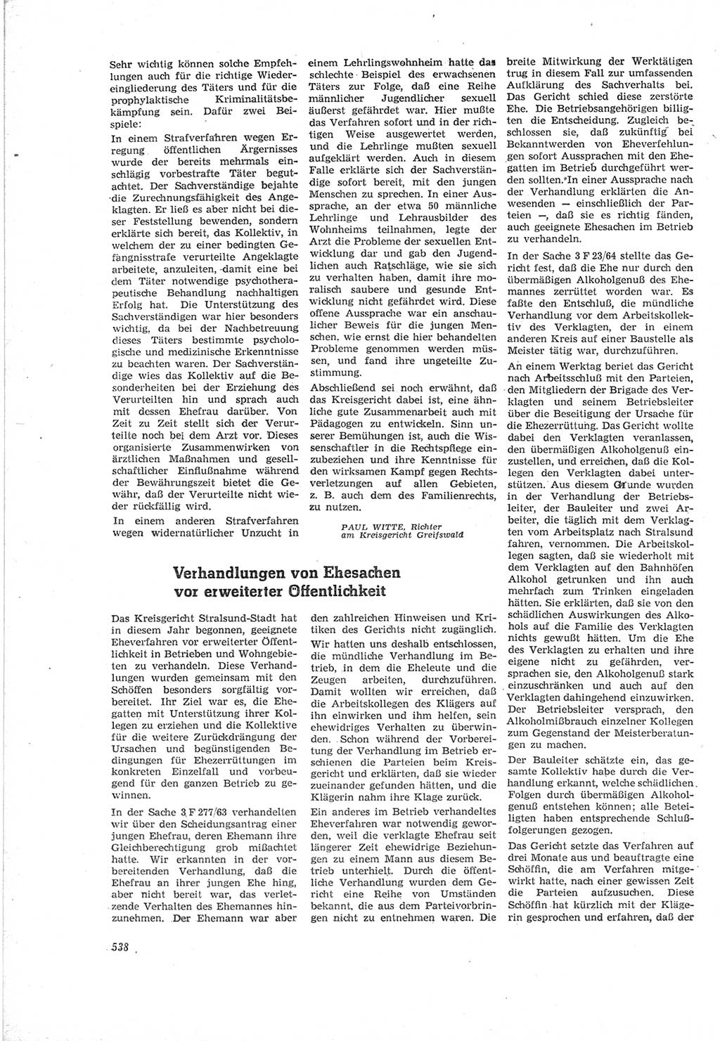 Neue Justiz (NJ), Zeitschrift für Recht und Rechtswissenschaft [Deutsche Demokratische Republik (DDR)], 18. Jahrgang 1964, Seite 538 (NJ DDR 1964, S. 538)