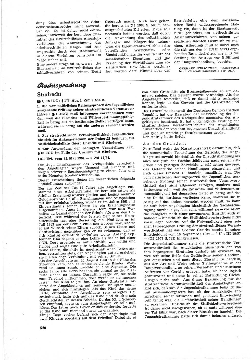 Neue Justiz (NJ), Zeitschrift für Recht und Rechtswissenschaft [Deutsche Demokratische Republik (DDR)], 18. Jahrgang 1964, Seite 540 (NJ DDR 1964, S. 540)