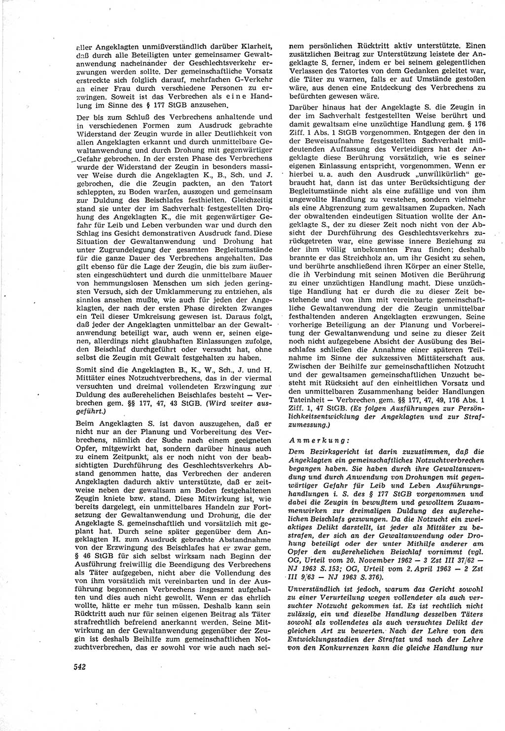 Neue Justiz (NJ), Zeitschrift für Recht und Rechtswissenschaft [Deutsche Demokratische Republik (DDR)], 18. Jahrgang 1964, Seite 542 (NJ DDR 1964, S. 542)