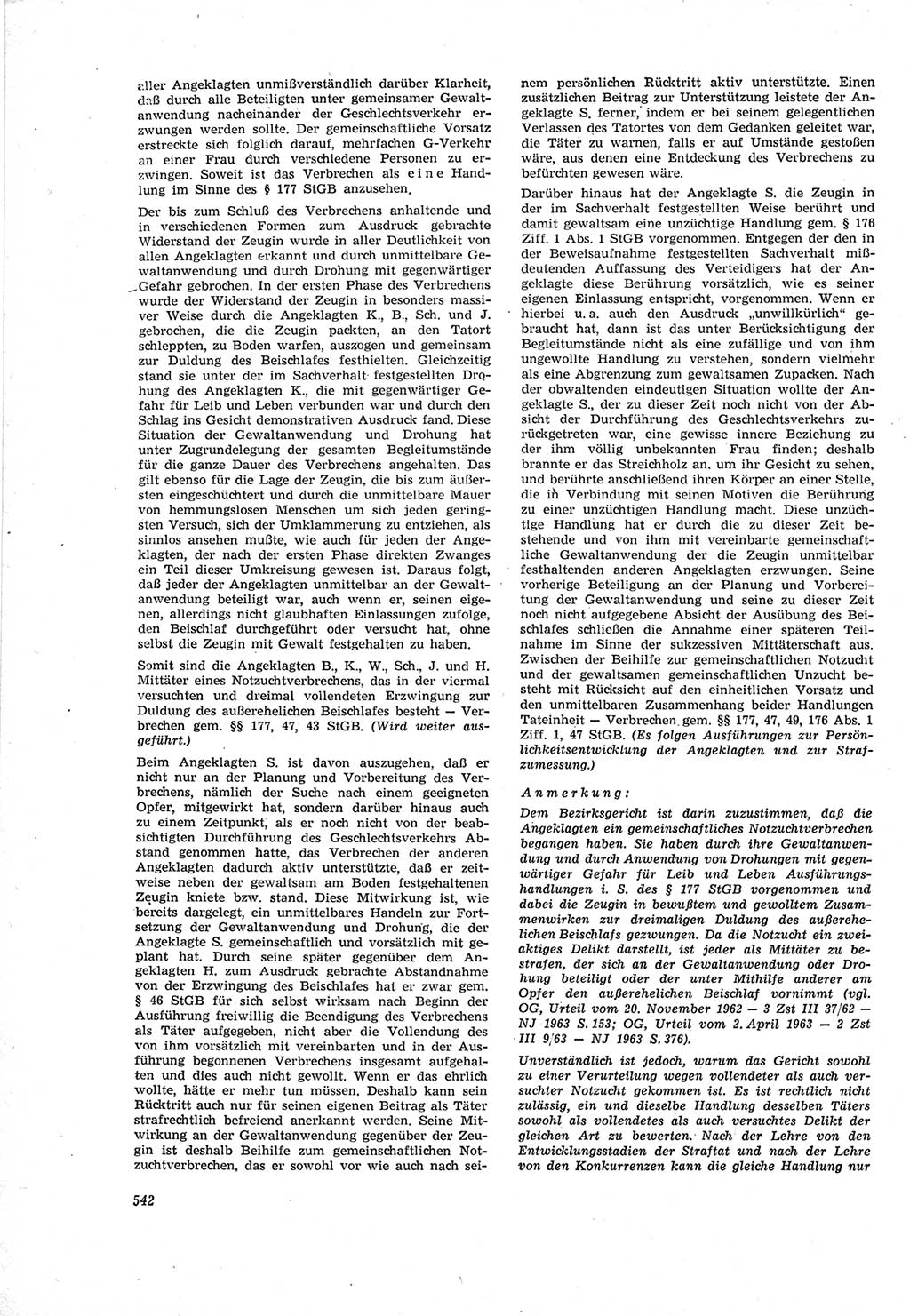 Neue Justiz (NJ), Zeitschrift für Recht und Rechtswissenschaft [Deutsche Demokratische Republik (DDR)], 18. Jahrgang 1964, Seite 542 (NJ DDR 1964, S. 542)