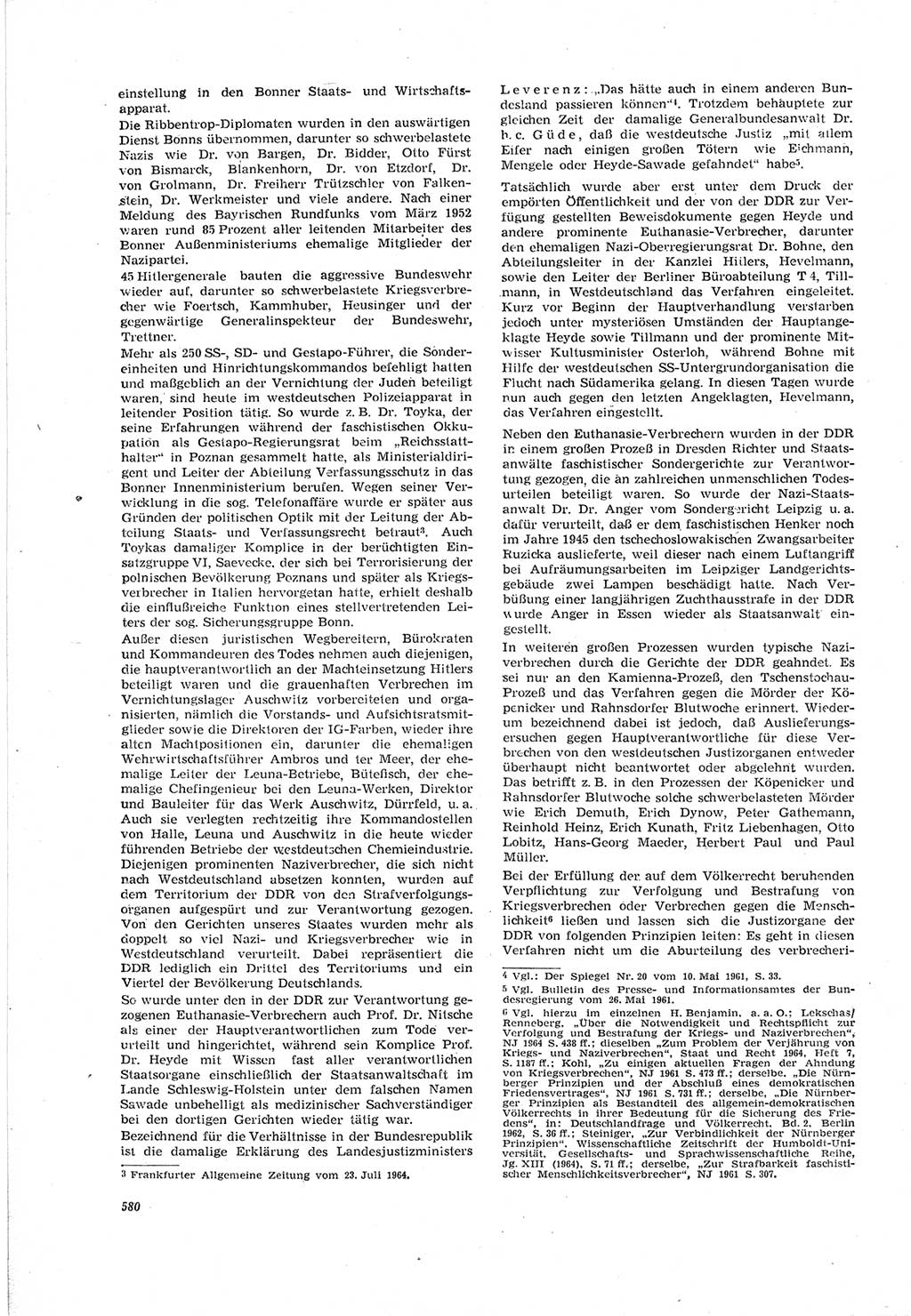 Neue Justiz (NJ), Zeitschrift für Recht und Rechtswissenschaft [Deutsche Demokratische Republik (DDR)], 18. Jahrgang 1964, Seite 580 (NJ DDR 1964, S. 580)