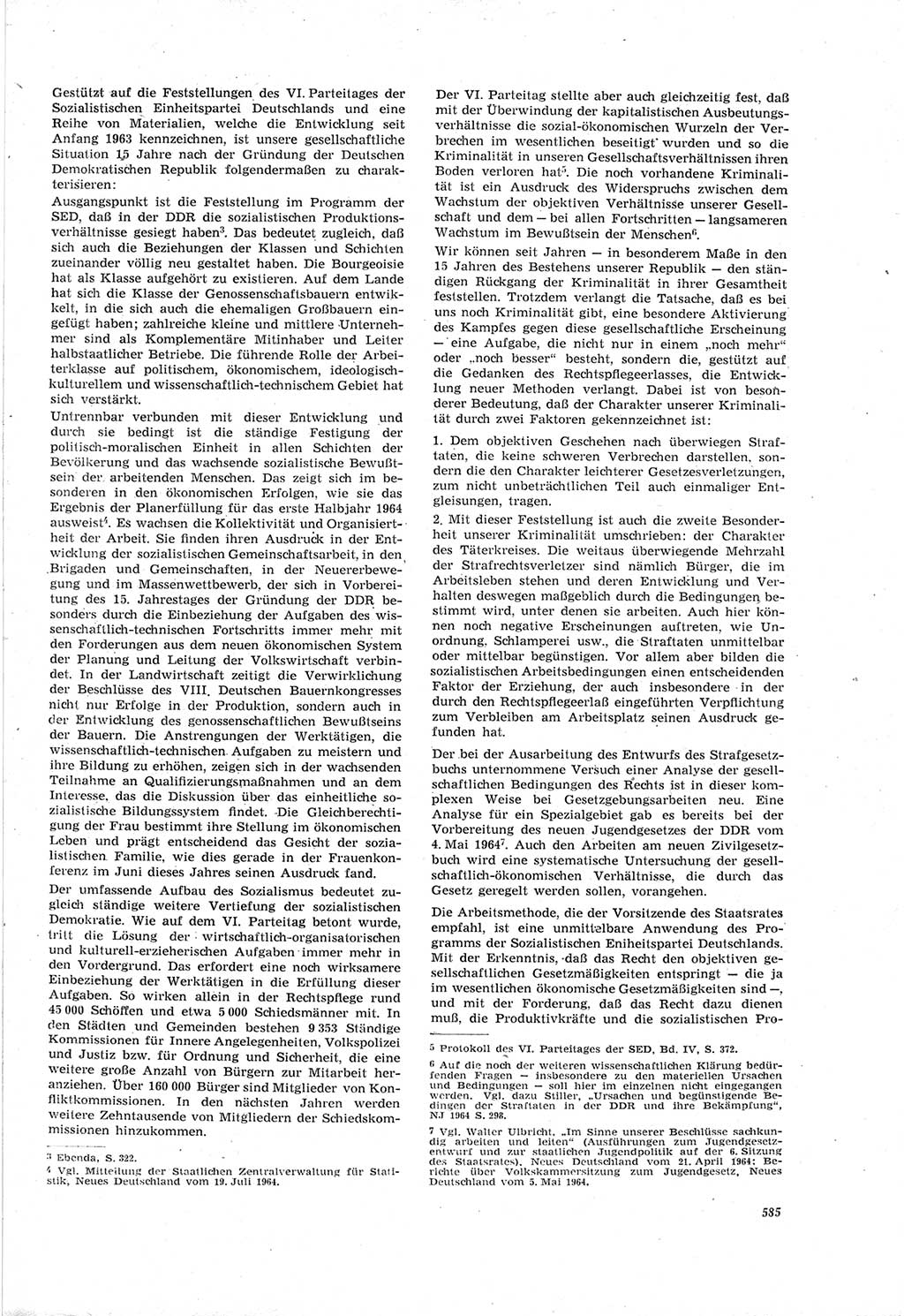 Neue Justiz (NJ), Zeitschrift für Recht und Rechtswissenschaft [Deutsche Demokratische Republik (DDR)], 18. Jahrgang 1964, Seite 585 (NJ DDR 1964, S. 585)