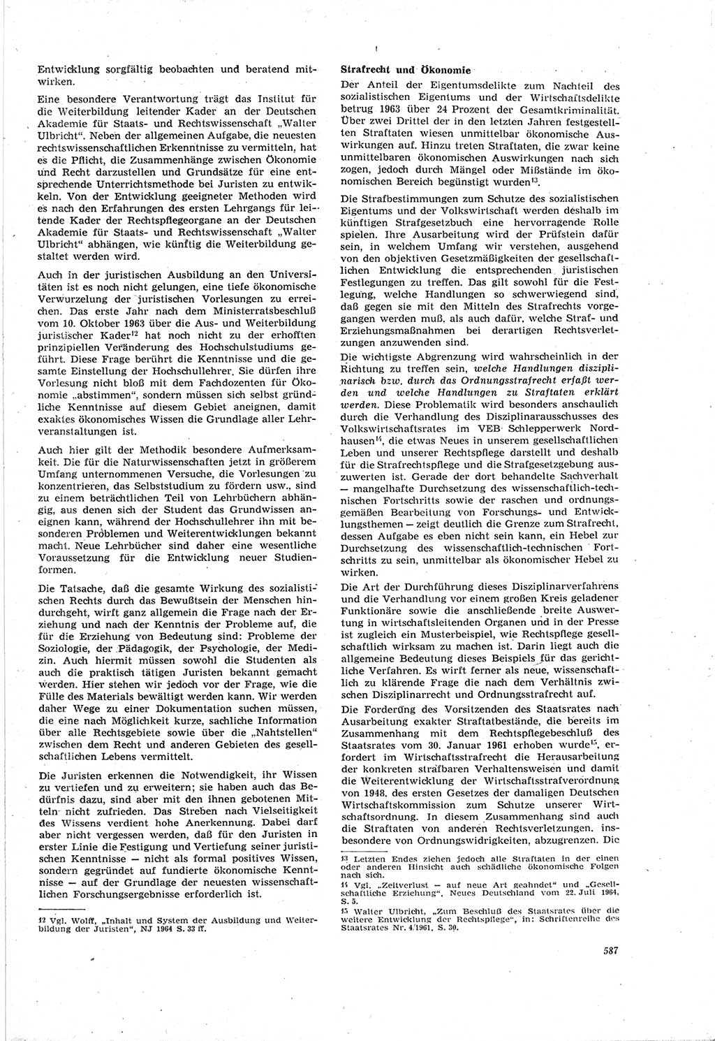Neue Justiz (NJ), Zeitschrift für Recht und Rechtswissenschaft [Deutsche Demokratische Republik (DDR)], 18. Jahrgang 1964, Seite 587 (NJ DDR 1964, S. 587)