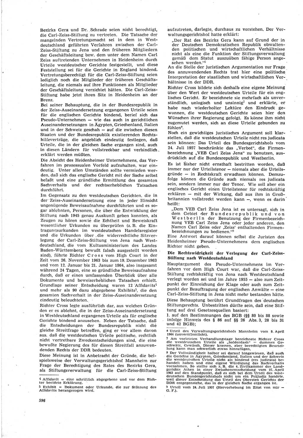Neue Justiz (NJ), Zeitschrift für Recht und Rechtswissenschaft [Deutsche Demokratische Republik (DDR)], 18. Jahrgang 1964, Seite 596 (NJ DDR 1964, S. 596)