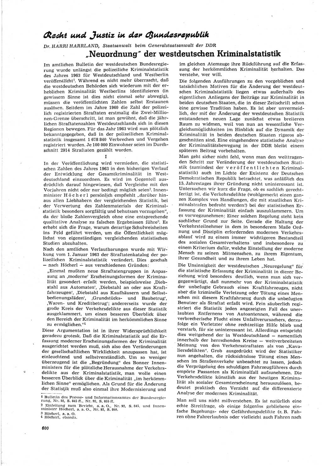 Neue Justiz (NJ), Zeitschrift für Recht und Rechtswissenschaft [Deutsche Demokratische Republik (DDR)], 18. Jahrgang 1964, Seite 600 (NJ DDR 1964, S. 600)