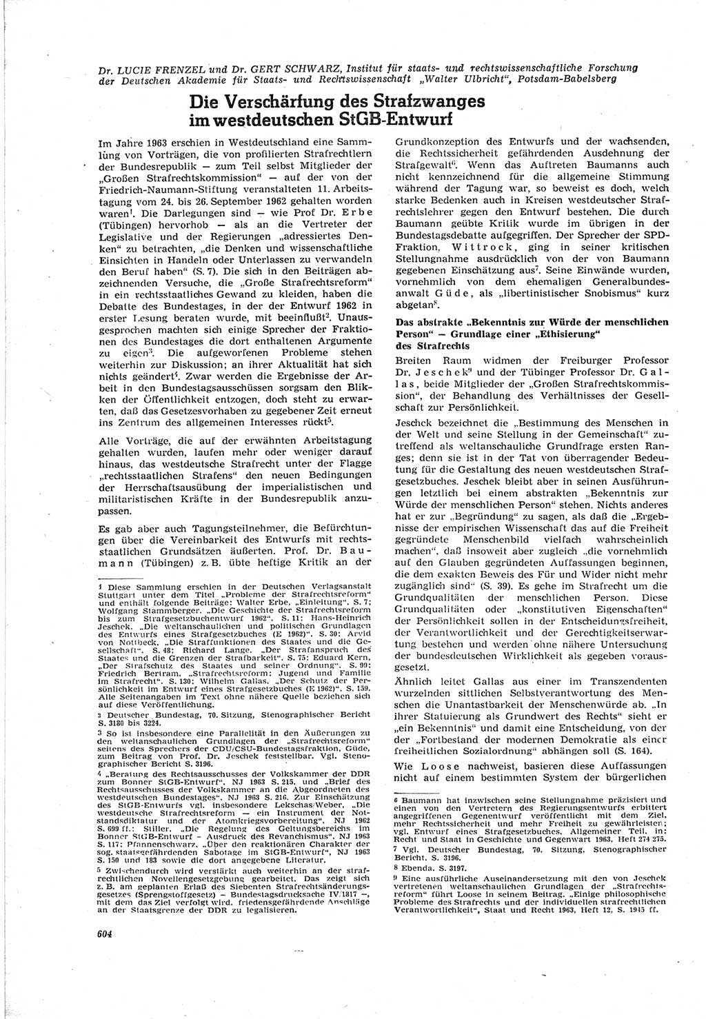 Neue Justiz (NJ), Zeitschrift für Recht und Rechtswissenschaft [Deutsche Demokratische Republik (DDR)], 18. Jahrgang 1964, Seite 604 (NJ DDR 1964, S. 604)