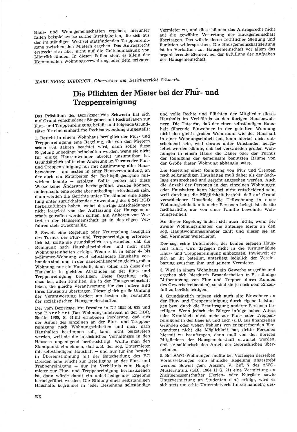 Neue Justiz (NJ), Zeitschrift für Recht und Rechtswissenschaft [Deutsche Demokratische Republik (DDR)], 18. Jahrgang 1964, Seite 618 (NJ DDR 1964, S. 618)