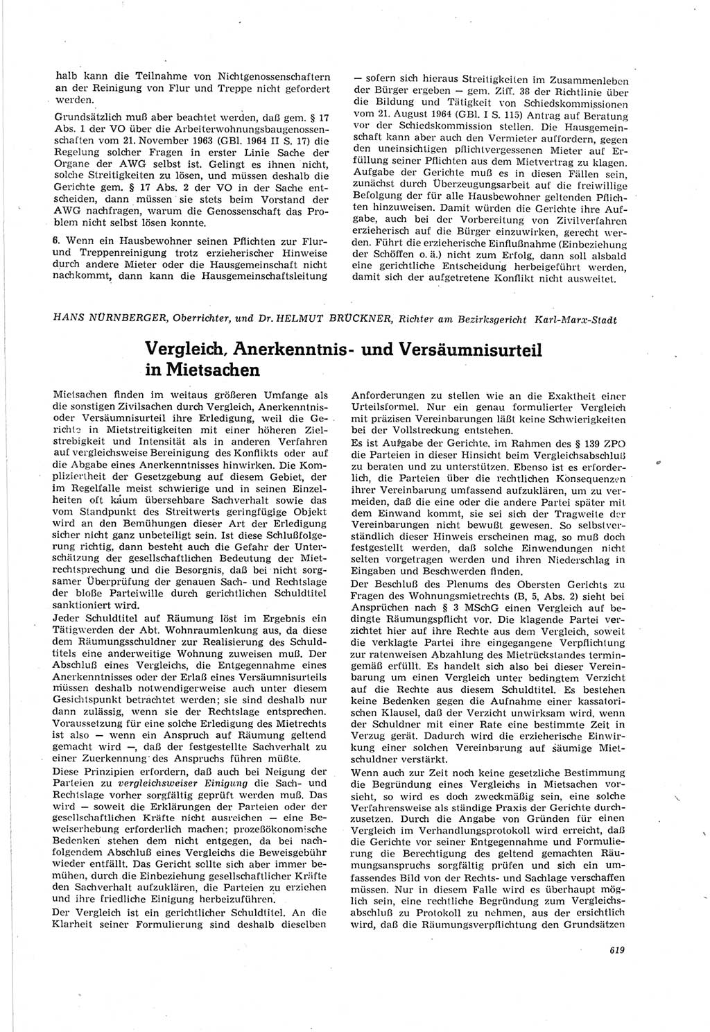 Neue Justiz (NJ), Zeitschrift für Recht und Rechtswissenschaft [Deutsche Demokratische Republik (DDR)], 18. Jahrgang 1964, Seite 619 (NJ DDR 1964, S. 619)