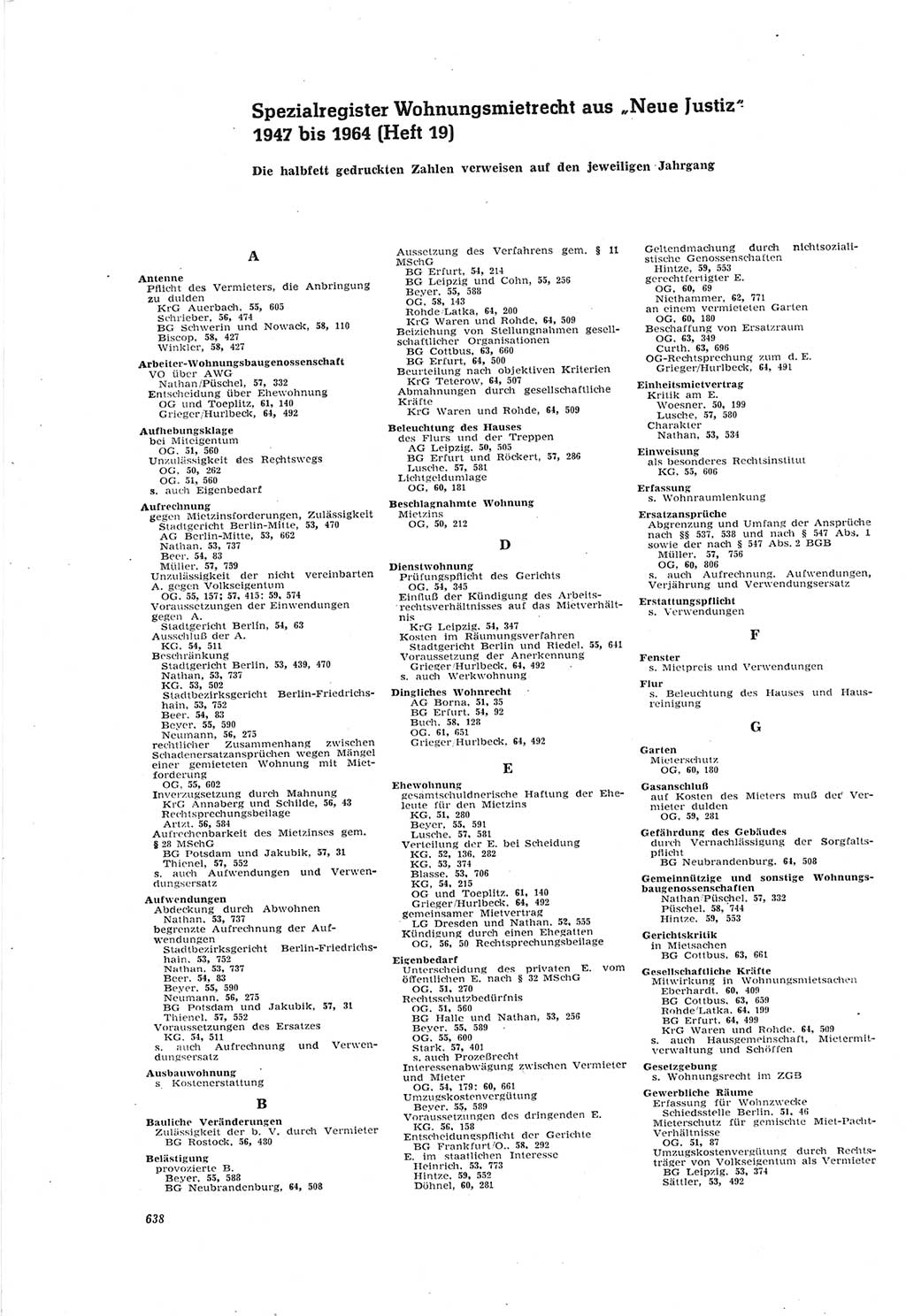 Neue Justiz (NJ), Zeitschrift für Recht und Rechtswissenschaft [Deutsche Demokratische Republik (DDR)], 18. Jahrgang 1964, Seite 638 (NJ DDR 1964, S. 638)