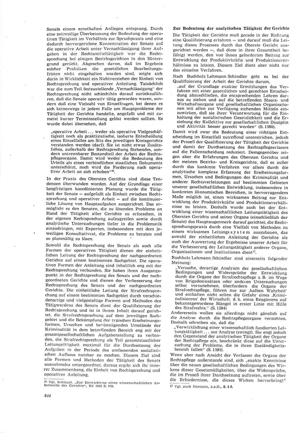 Neue Justiz (NJ), Zeitschrift für Recht und Rechtswissenschaft [Deutsche Demokratische Republik (DDR)], 18. Jahrgang 1964, Seite 644 (NJ DDR 1964, S. 644)