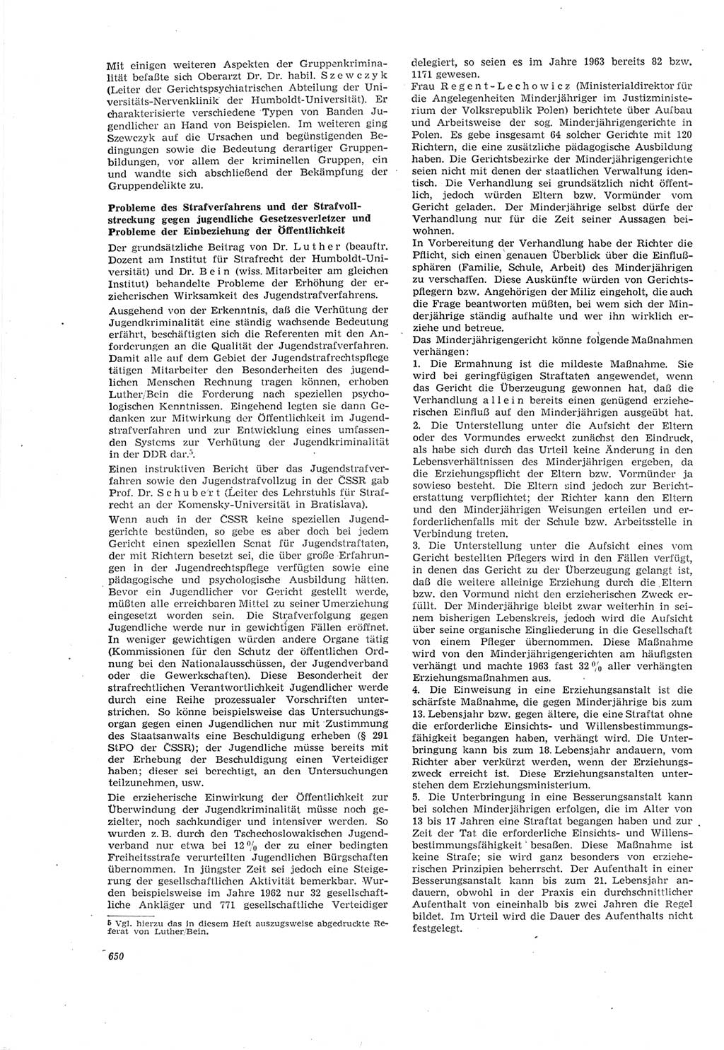 Neue Justiz (NJ), Zeitschrift für Recht und Rechtswissenschaft [Deutsche Demokratische Republik (DDR)], 18. Jahrgang 1964, Seite 650 (NJ DDR 1964, S. 650)