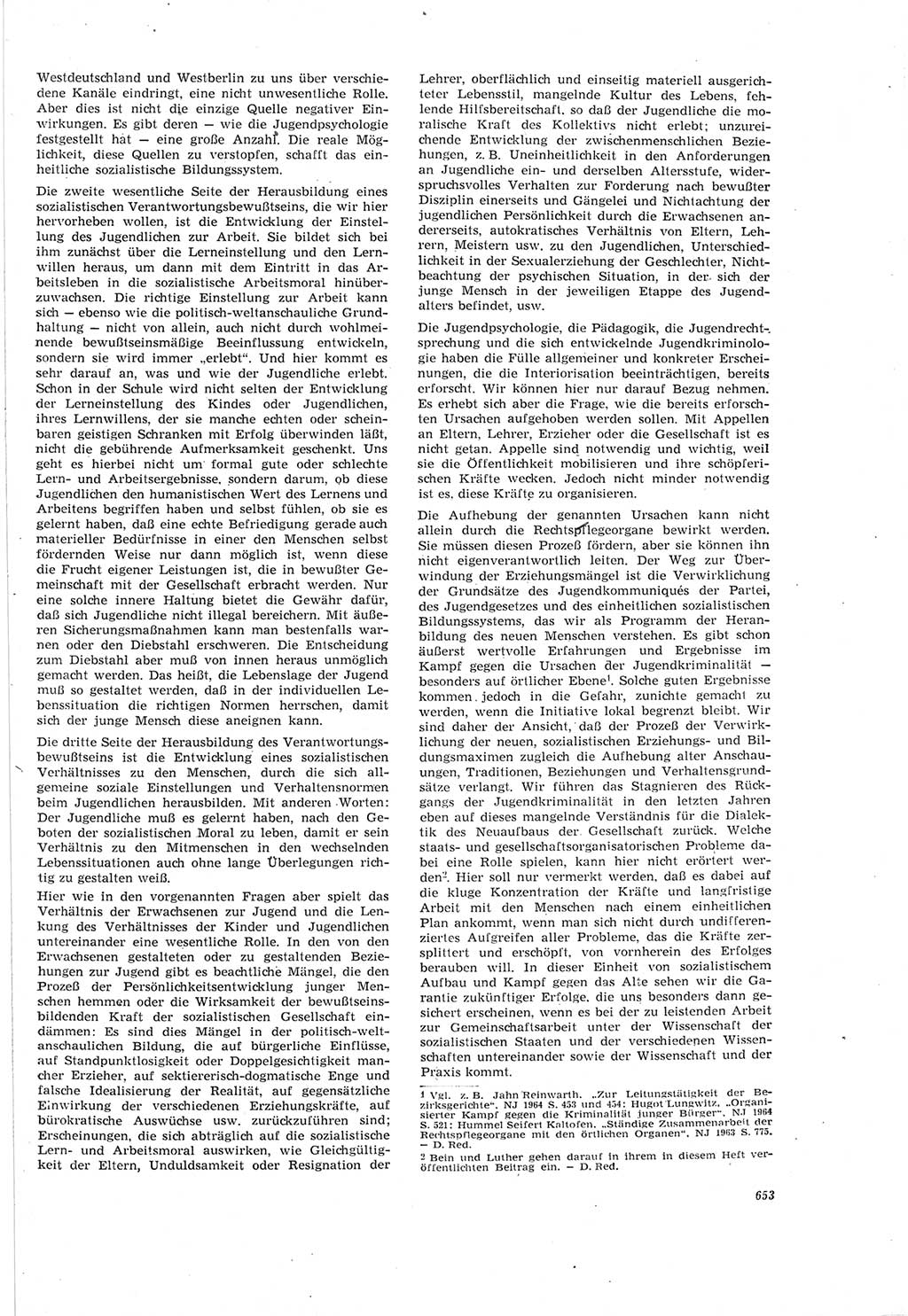 Neue Justiz (NJ), Zeitschrift für Recht und Rechtswissenschaft [Deutsche Demokratische Republik (DDR)], 18. Jahrgang 1964, Seite 653 (NJ DDR 1964, S. 653)