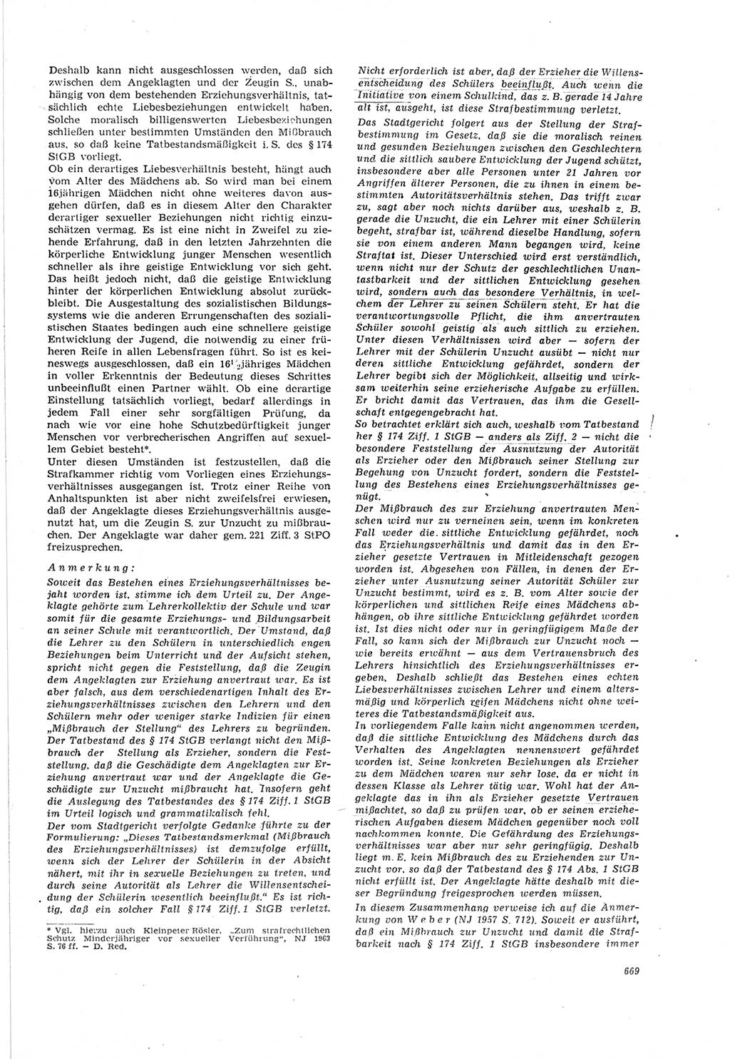 Neue Justiz (NJ), Zeitschrift für Recht und Rechtswissenschaft [Deutsche Demokratische Republik (DDR)], 18. Jahrgang 1964, Seite 669 (NJ DDR 1964, S. 669)