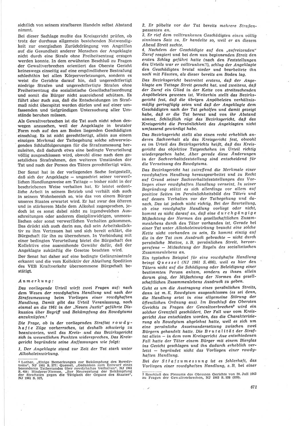 Neue Justiz (NJ), Zeitschrift für Recht und Rechtswissenschaft [Deutsche Demokratische Republik (DDR)], 18. Jahrgang 1964, Seite 671 (NJ DDR 1964, S. 671)