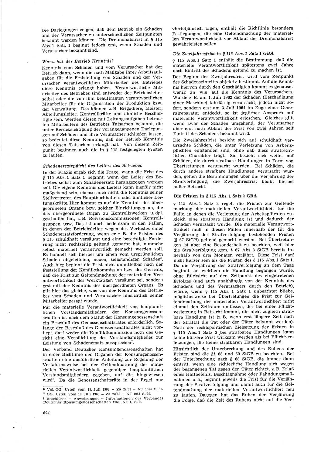 Neue Justiz (NJ), Zeitschrift für Recht und Rechtswissenschaft [Deutsche Demokratische Republik (DDR)], 18. Jahrgang 1964, Seite 694 (NJ DDR 1964, S. 694)