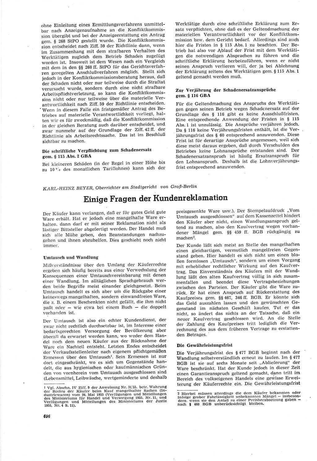 Neue Justiz (NJ), Zeitschrift für Recht und Rechtswissenschaft [Deutsche Demokratische Republik (DDR)], 18. Jahrgang 1964, Seite 696 (NJ DDR 1964, S. 696)