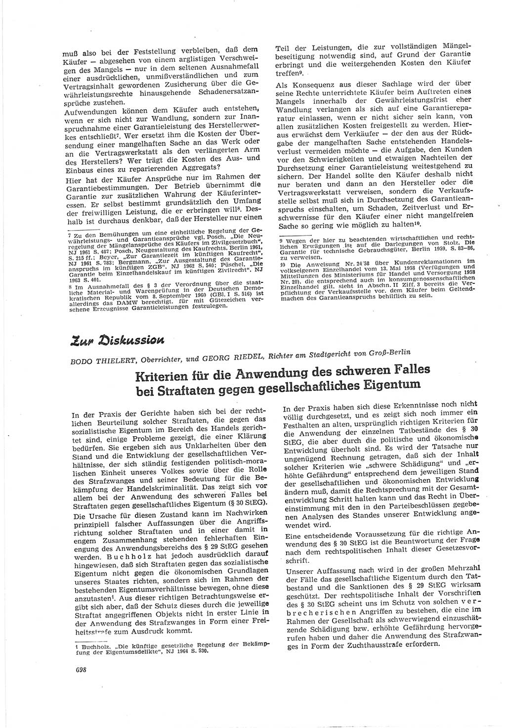 Neue Justiz (NJ), Zeitschrift für Recht und Rechtswissenschaft [Deutsche Demokratische Republik (DDR)], 18. Jahrgang 1964, Seite 698 (NJ DDR 1964, S. 698)