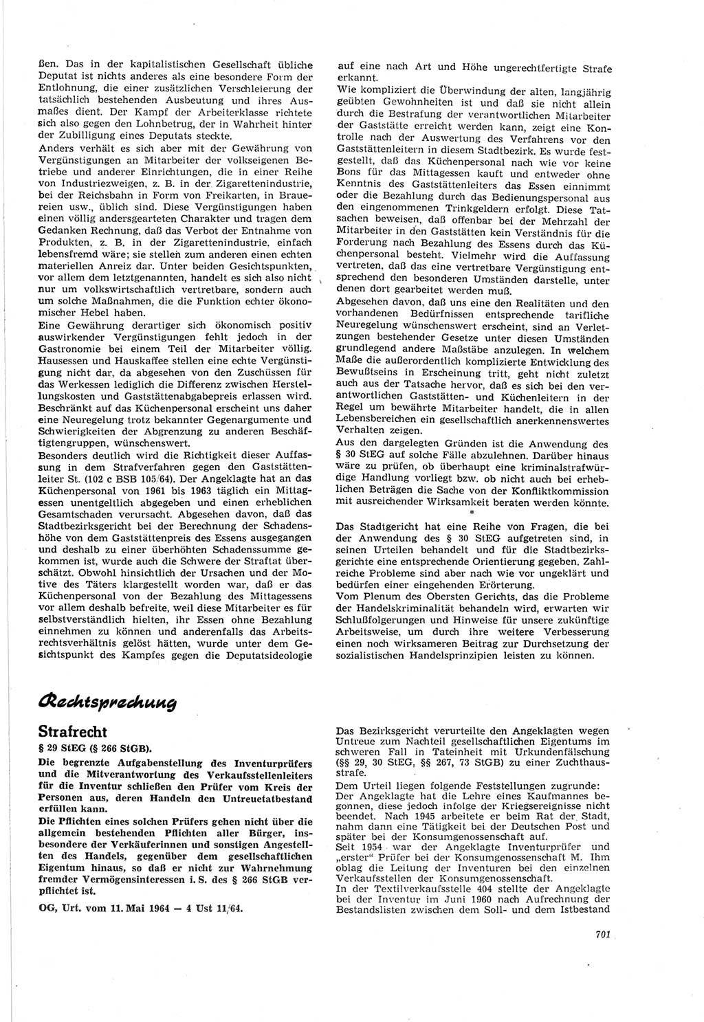 Neue Justiz (NJ), Zeitschrift für Recht und Rechtswissenschaft [Deutsche Demokratische Republik (DDR)], 18. Jahrgang 1964, Seite 701 (NJ DDR 1964, S. 701)