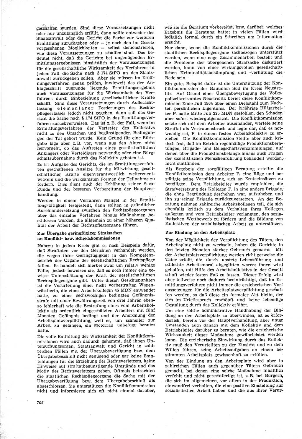 Neue Justiz (NJ), Zeitschrift für Recht und Rechtswissenschaft [Deutsche Demokratische Republik (DDR)], 18. Jahrgang 1964, Seite 706 (NJ DDR 1964, S. 706)