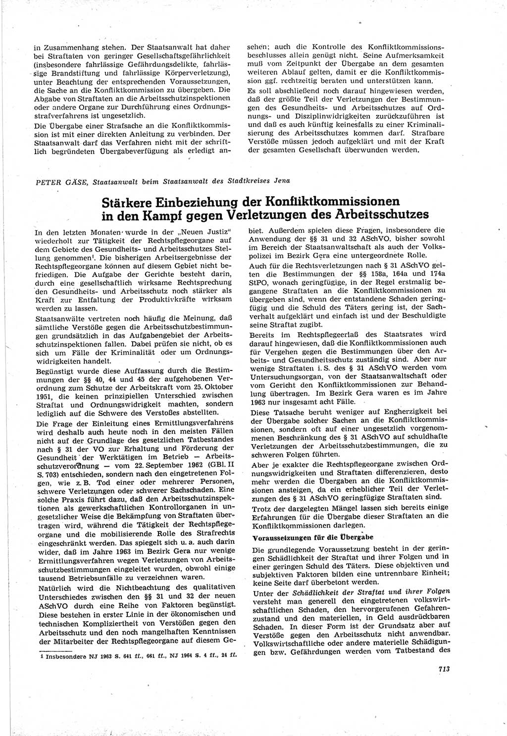 Neue Justiz (NJ), Zeitschrift für Recht und Rechtswissenschaft [Deutsche Demokratische Republik (DDR)], 18. Jahrgang 1964, Seite 713 (NJ DDR 1964, S. 713)
