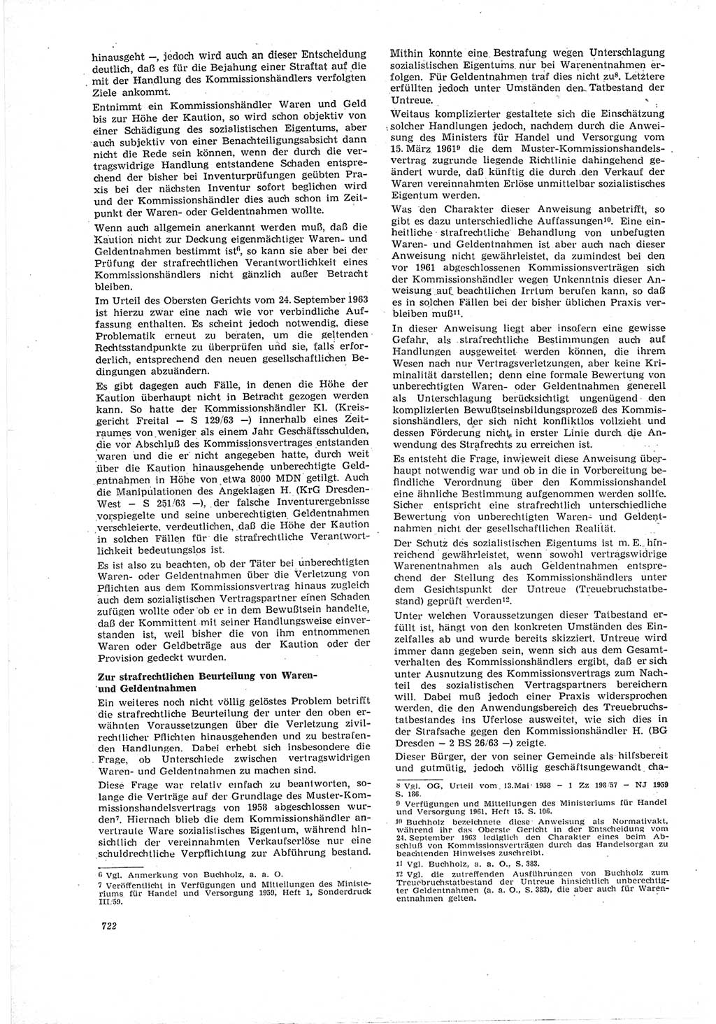 Neue Justiz (NJ), Zeitschrift für Recht und Rechtswissenschaft [Deutsche Demokratische Republik (DDR)], 18. Jahrgang 1964, Seite 722 (NJ DDR 1964, S. 722)