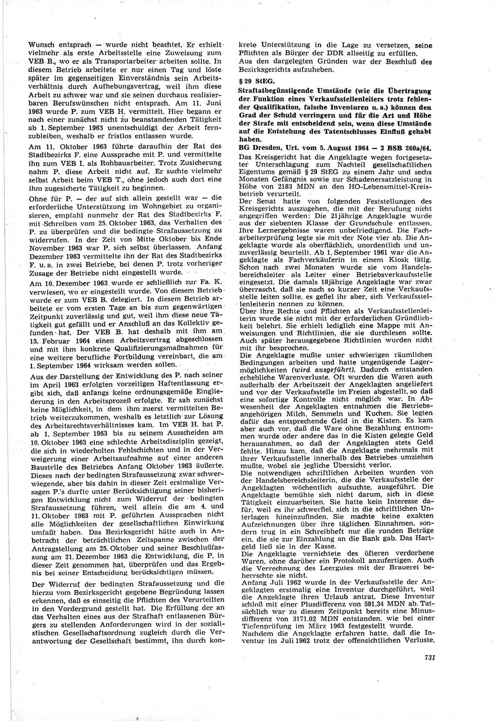 Neue Justiz (NJ), Zeitschrift für Recht und Rechtswissenschaft [Deutsche Demokratische Republik (DDR)], 18. Jahrgang 1964, Seite 731 (NJ DDR 1964, S. 731)