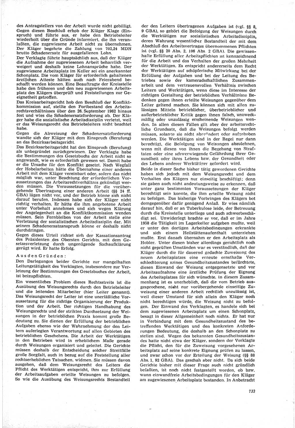 Neue Justiz (NJ), Zeitschrift für Recht und Rechtswissenschaft [Deutsche Demokratische Republik (DDR)], 18. Jahrgang 1964, Seite 733 (NJ DDR 1964, S. 733)