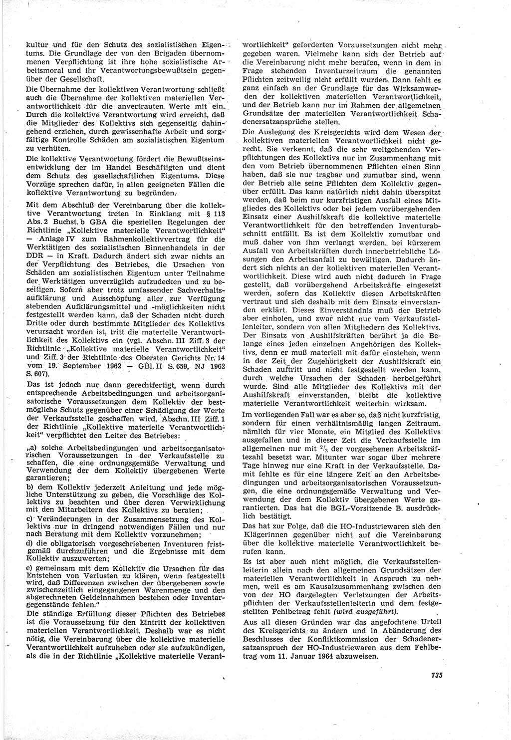 Neue Justiz (NJ), Zeitschrift für Recht und Rechtswissenschaft [Deutsche Demokratische Republik (DDR)], 18. Jahrgang 1964, Seite 735 (NJ DDR 1964, S. 735)