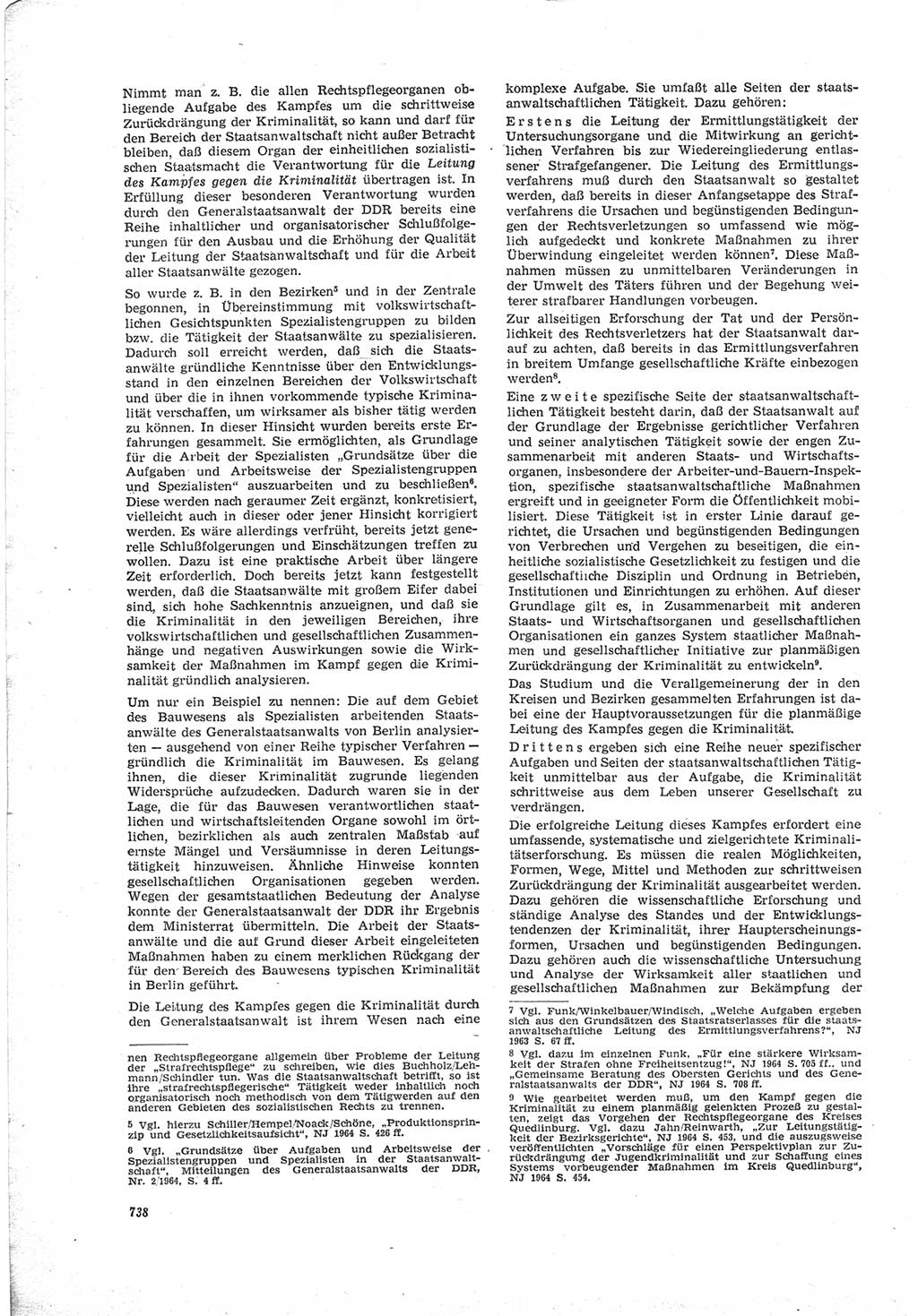 Neue Justiz (NJ), Zeitschrift für Recht und Rechtswissenschaft [Deutsche Demokratische Republik (DDR)], 18. Jahrgang 1964, Seite 738 (NJ DDR 1964, S. 738)