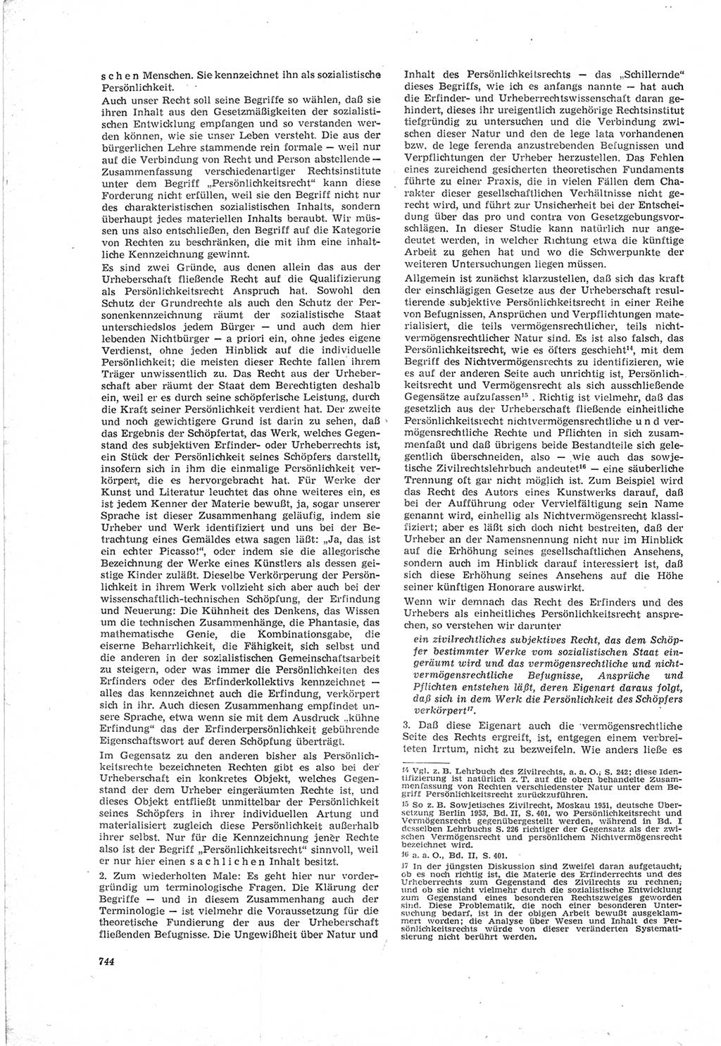Neue Justiz (NJ), Zeitschrift für Recht und Rechtswissenschaft [Deutsche Demokratische Republik (DDR)], 18. Jahrgang 1964, Seite 744 (NJ DDR 1964, S. 744)
