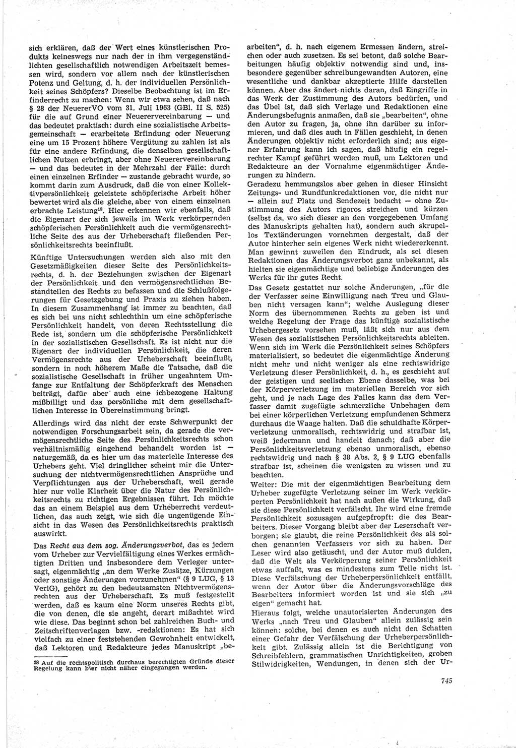 Neue Justiz (NJ), Zeitschrift für Recht und Rechtswissenschaft [Deutsche Demokratische Republik (DDR)], 18. Jahrgang 1964, Seite 745 (NJ DDR 1964, S. 745)