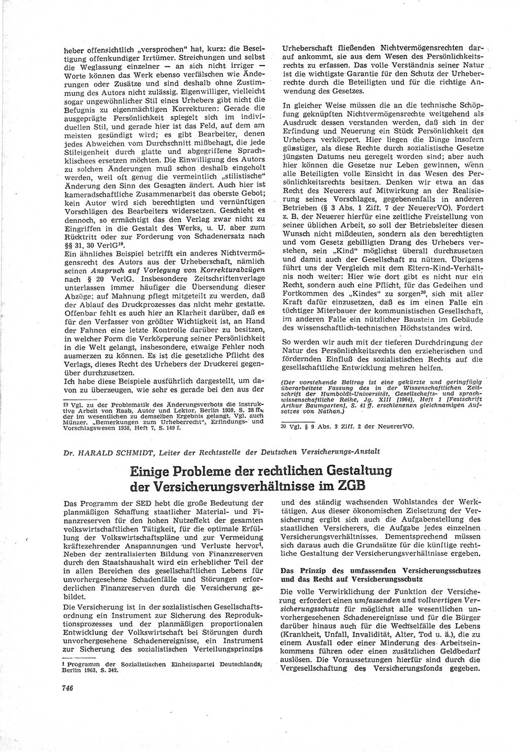 Neue Justiz (NJ), Zeitschrift für Recht und Rechtswissenschaft [Deutsche Demokratische Republik (DDR)], 18. Jahrgang 1964, Seite 746 (NJ DDR 1964, S. 746)