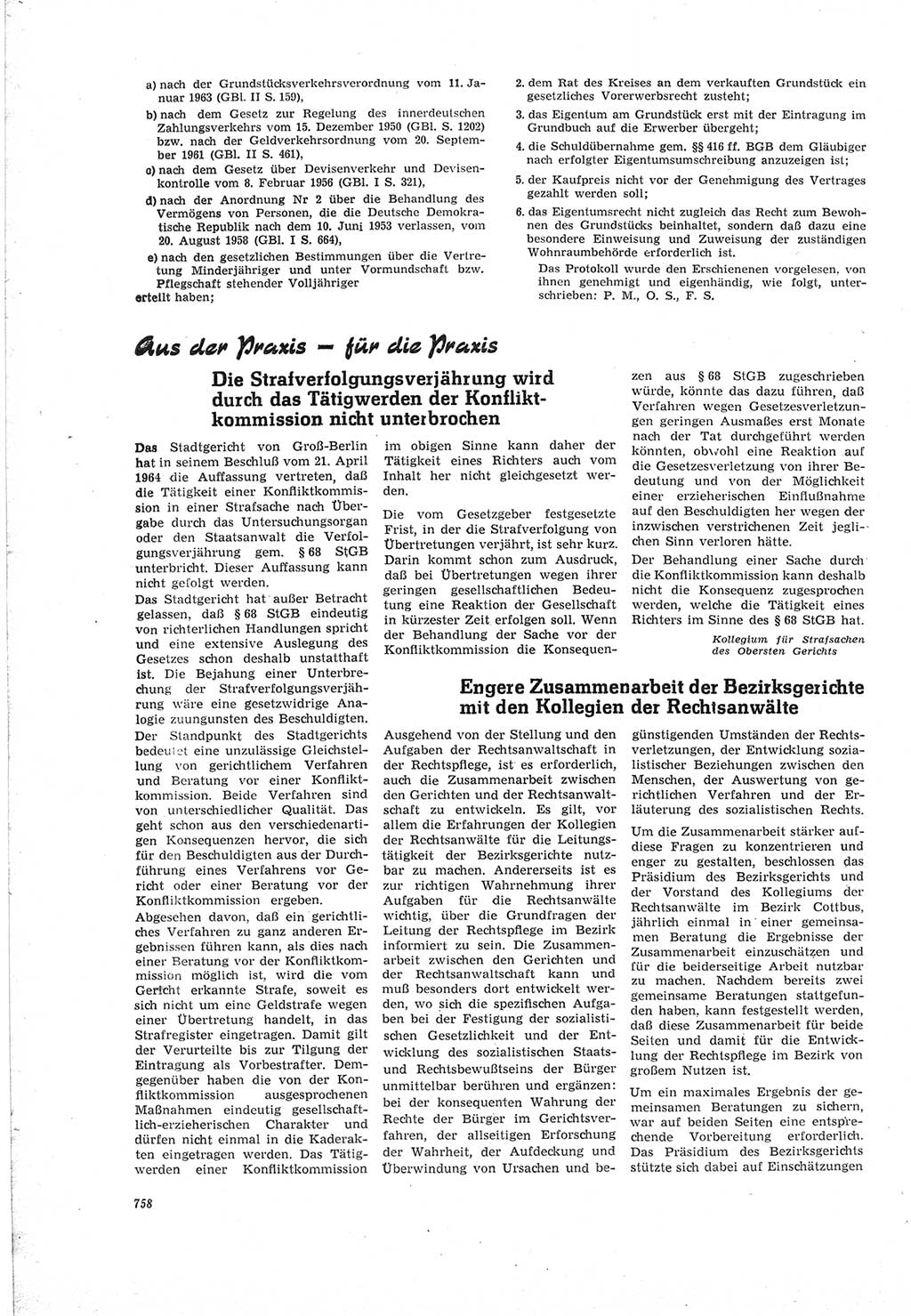 Neue Justiz (NJ), Zeitschrift für Recht und Rechtswissenschaft [Deutsche Demokratische Republik (DDR)], 18. Jahrgang 1964, Seite 758 (NJ DDR 1964, S. 758)