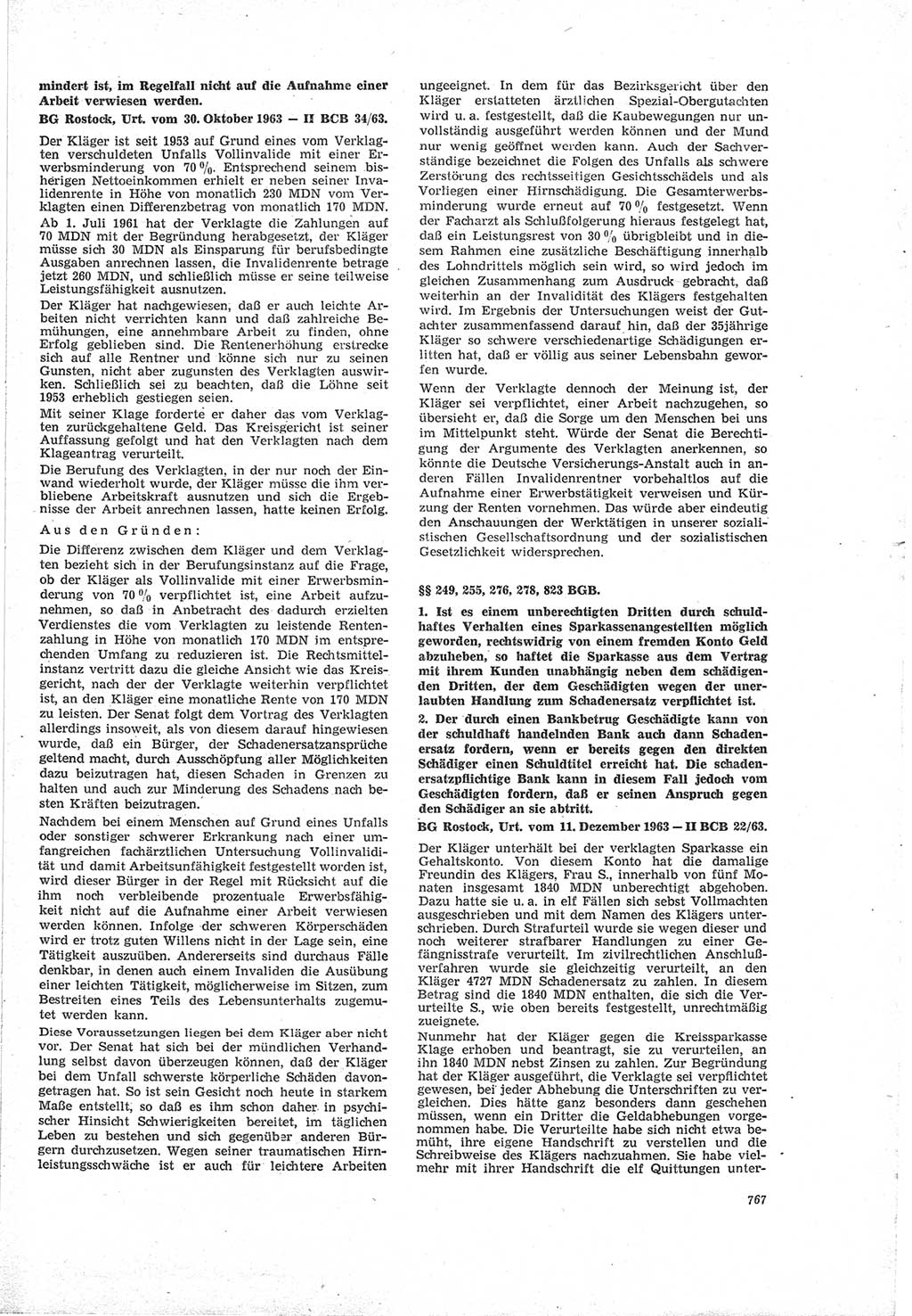 Neue Justiz (NJ), Zeitschrift für Recht und Rechtswissenschaft [Deutsche Demokratische Republik (DDR)], 18. Jahrgang 1964, Seite 767 (NJ DDR 1964, S. 767)