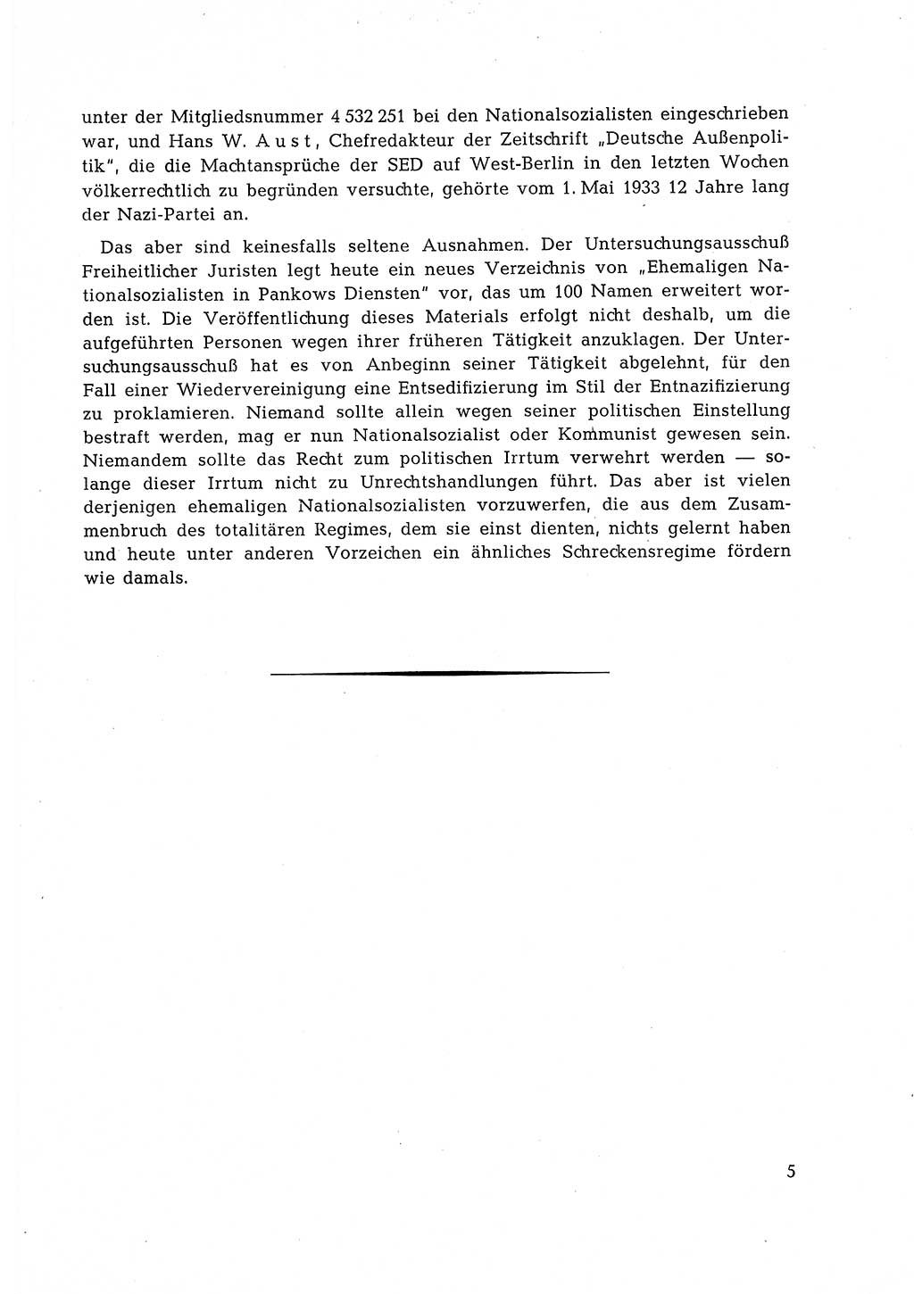 Ehemalige Nationalsozialisten in Pankows Diensten [Deutsche Demokratische Republik (DDR)] 1965, Seite 5 (Ehem. Nat.-Soz. DDR 1965, S. 5)