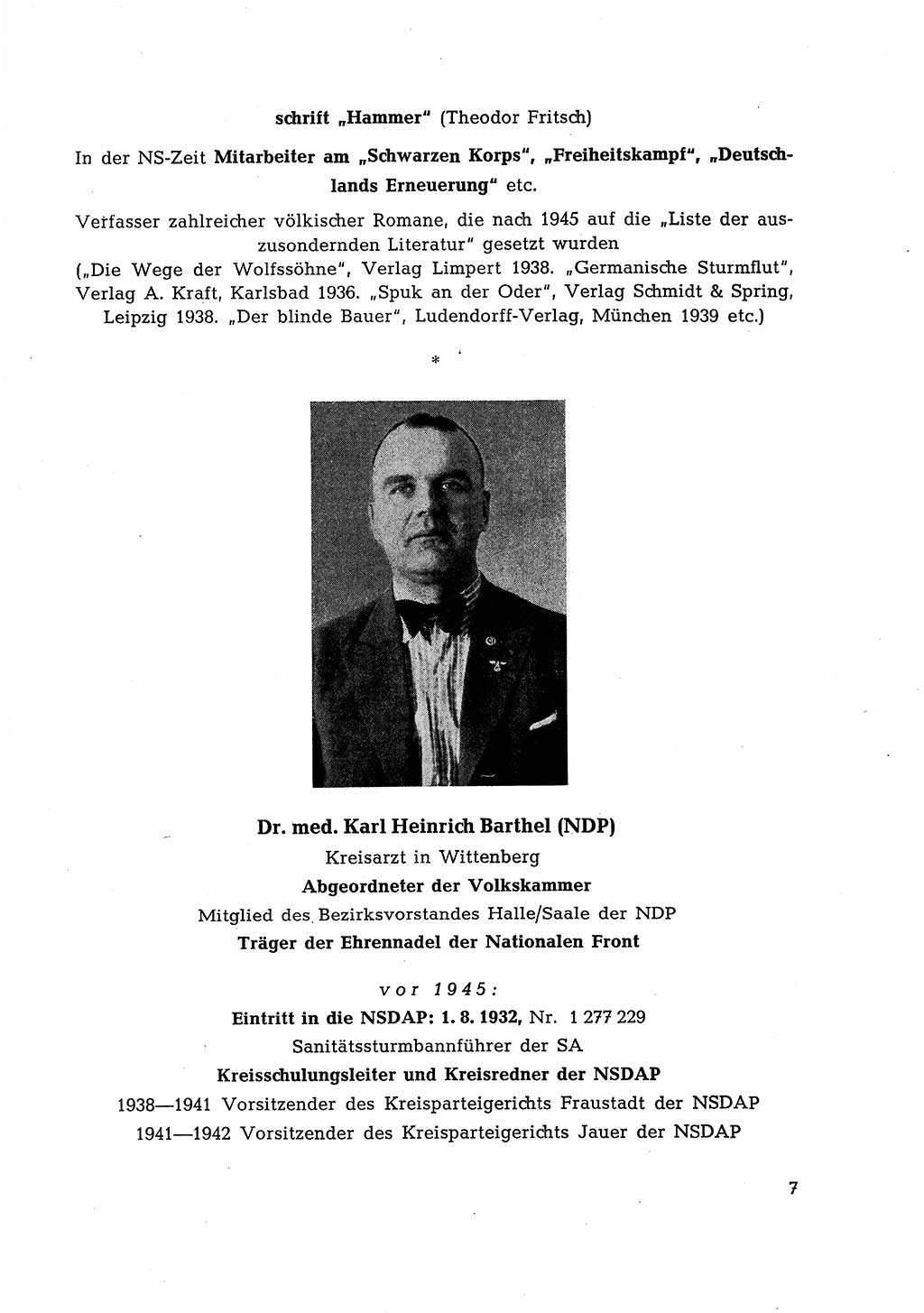 Ehemalige Nationalsozialisten in Pankows Diensten [Deutsche Demokratische Republik (DDR)] 1965, Seite 7 (Ehem. Nat.-Soz. DDR 1965, S. 7)