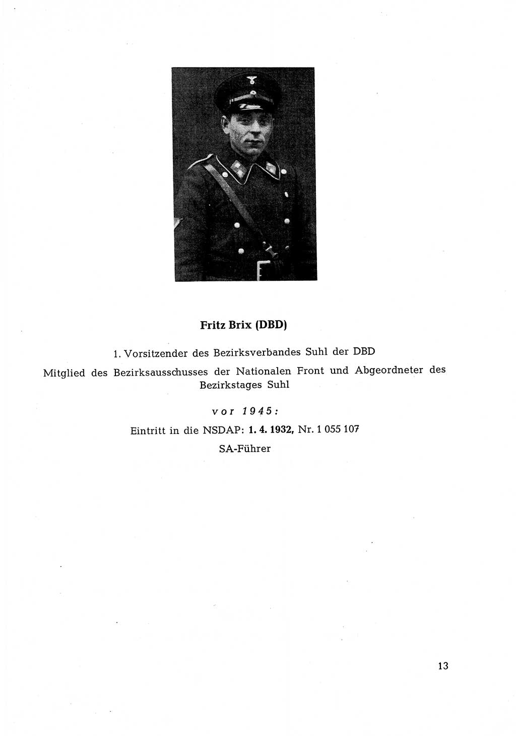 Ehemalige Nationalsozialisten in Pankows Diensten [Deutsche Demokratische Republik (DDR)] 1965, Seite 13 (Ehem. Nat.-Soz. DDR 1965, S. 13)