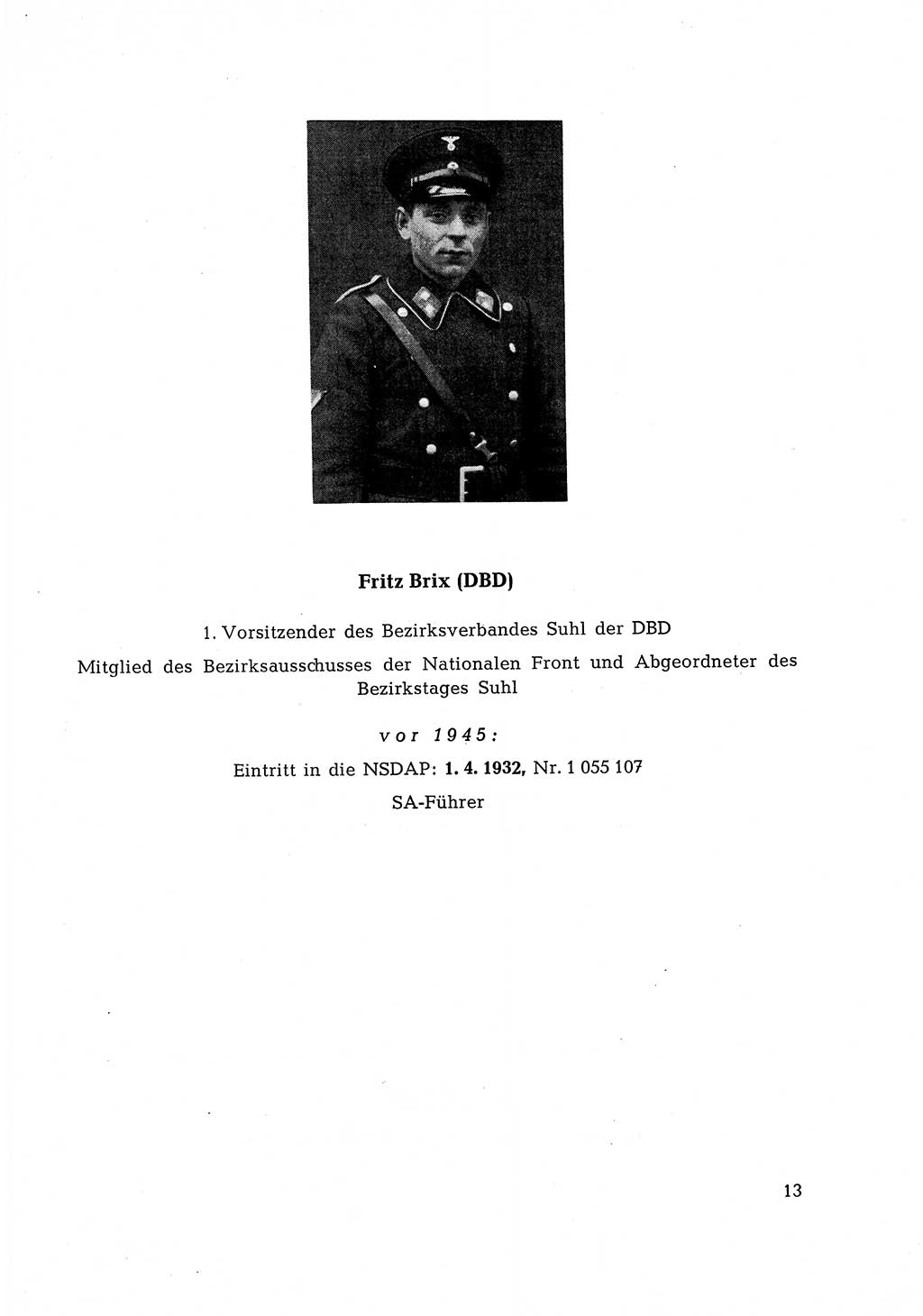 Ehemalige Nationalsozialisten in Pankows Diensten [Deutsche Demokratische Republik (DDR)] 1965, Seite 13 (Ehem. Nat.-Soz. DDR 1965, S. 13)