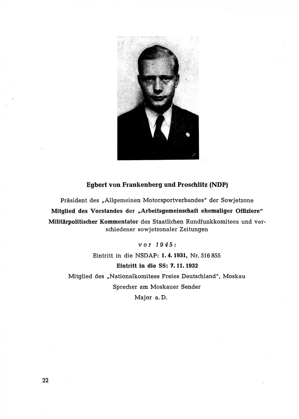 Ehemalige Nationalsozialisten in Pankows Diensten [Deutsche Demokratische Republik (DDR)] 1965, Seite 22 (Ehem. Nat.-Soz. DDR 1965, S. 22)