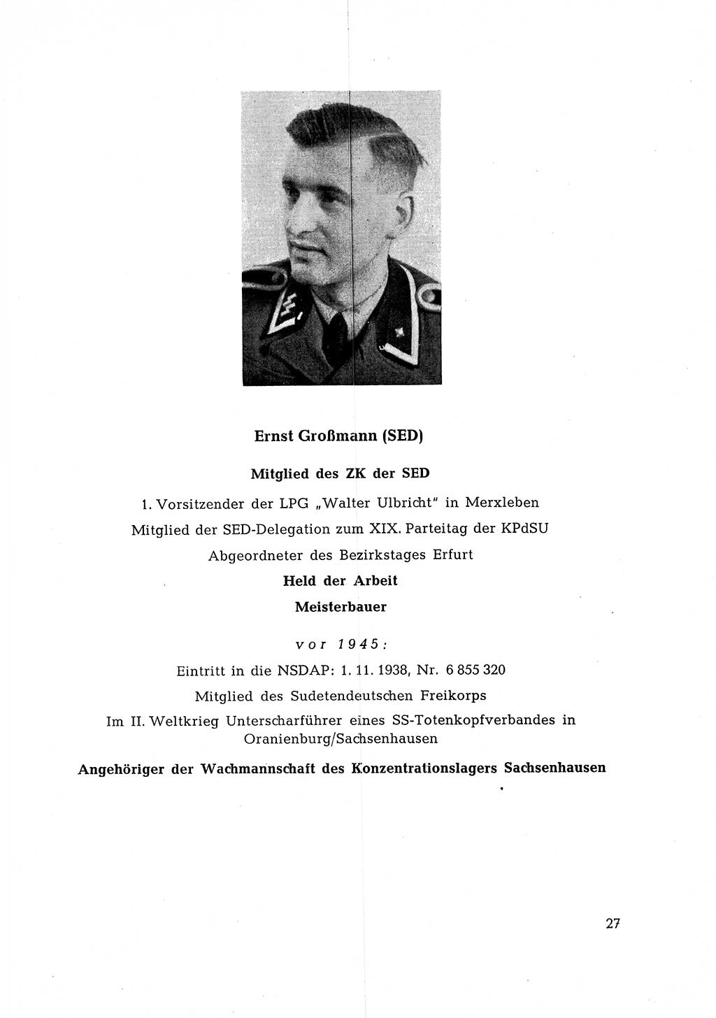 Ehemalige Nationalsozialisten in Pankows Diensten [Deutsche Demokratische Republik (DDR)] 1965, Seite 27 (Ehem. Nat.-Soz. DDR 1965, S. 27)