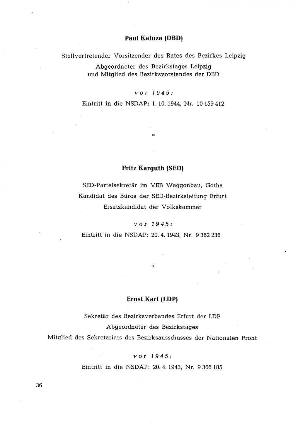 Ehemalige Nationalsozialisten in Pankows Diensten [Deutsche Demokratische Republik (DDR)] 1965, Seite 36 (Ehem. Nat.-Soz. DDR 1965, S. 36)
