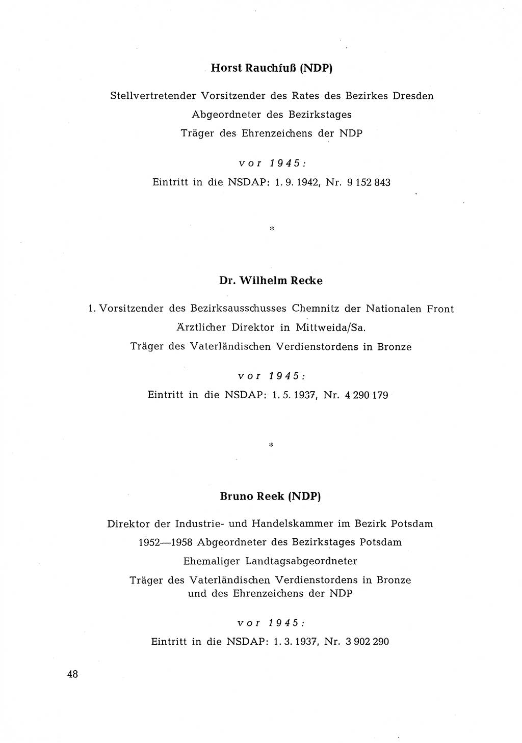 Ehemalige Nationalsozialisten in Pankows Diensten [Deutsche Demokratische Republik (DDR)] 1965, Seite 48 (Ehem. Nat.-Soz. DDR 1965, S. 48)