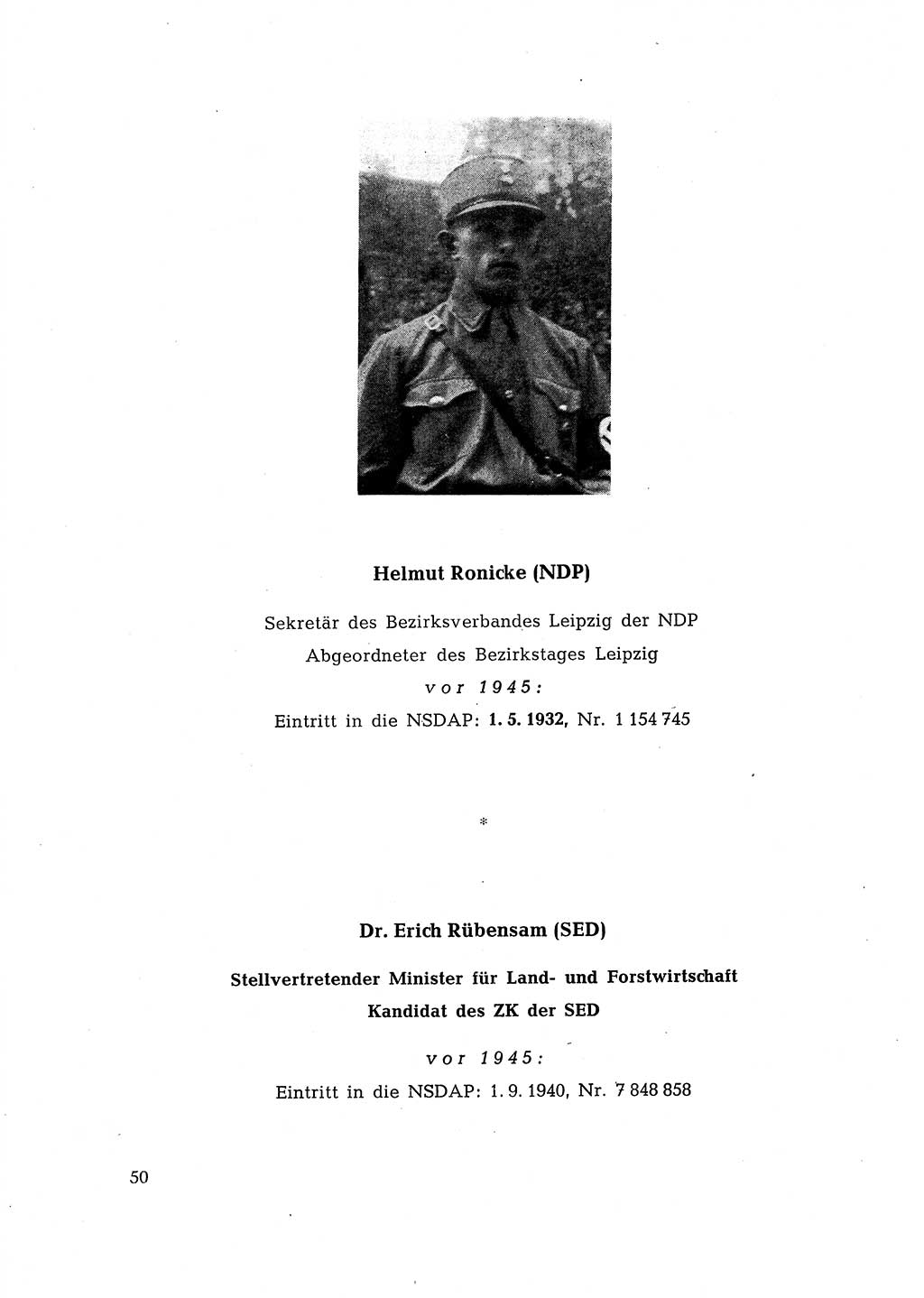 Ehemalige Nationalsozialisten in Pankows Diensten [Deutsche Demokratische Republik (DDR)] 1965, Seite 50 (Ehem. Nat.-Soz. DDR 1965, S. 50)